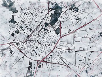 Kaart van Sint-Truiden in de stijl 'White Winter' van Maporia