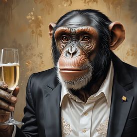 Een toost uitbrengen | Chimpansee van Art Twist by M