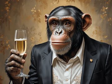 Een toost uitbrengen | Chimpansee van Art Twist by M