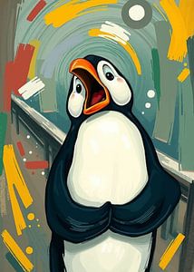 Cartoon Pinguin mit offenem Schnabel