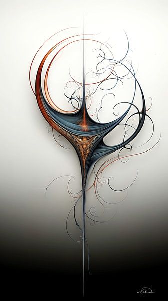 abstract figure in blue and orange by Gelissen Artworks