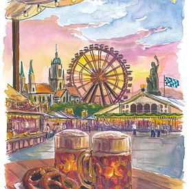 La vie à la Wiesn de Munich, avec sa tente-brasserie et sa grande roue sur Markus Bleichner