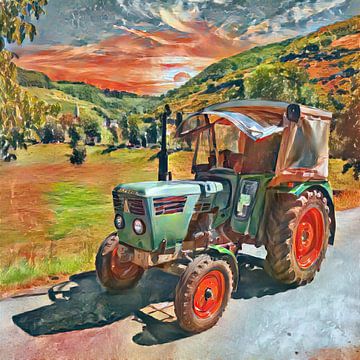 Tractor Deutz D2506 in aquarel stijl van Christian Lauer