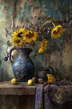Nostalgic still life - Sunflowers in autumn colours by Joriali photography and paintings