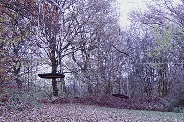 Fort bij Vechten - Schommels in koel bos van Wout van den Berg