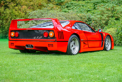 Ferrari F40 supercar in red rear view