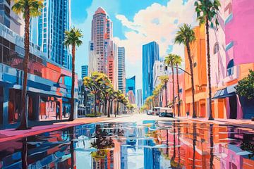 Stedelijke reflectie - Levendige kleuren van Poster Art Shop