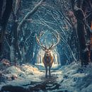 Mystical deer winter wonderland Christmas magic by Mel Digital Art thumbnail