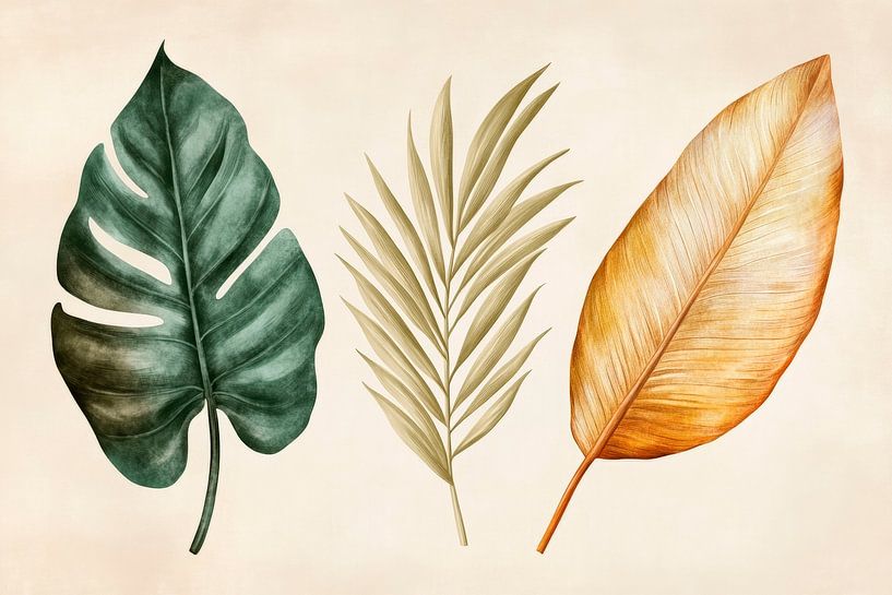 Dance of leaves in soft colours by Poster Art Shop