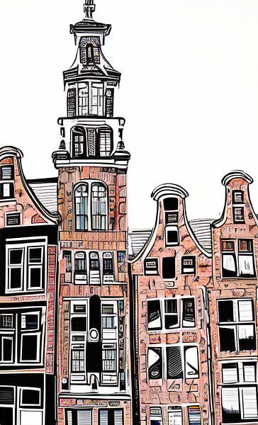 Illustratie grachtenpanden van Niek Traas