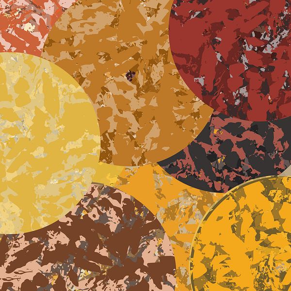 Modern abstract organic shapes in  warm retro colors. by Dina Dankers