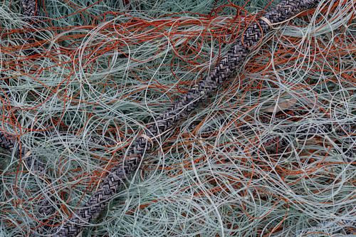 Oranje en licht blauw visnet
