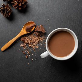 Flachlegung einer Tasse Schokoladenmilch von Kim Willems