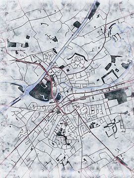 Kaart van Deinze in de stijl 'White Winter' van Maporia