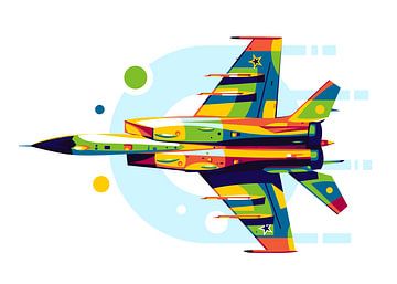 MiG-25 Foxbat in Pop Art van Lintang Wicaksono