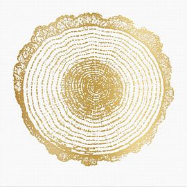 Modern abstract art. Botanical abstraction in gold on white canvas by Dina Dankers