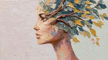 Tree Growing From Woman Memory Portrait by Aden Pink Studio