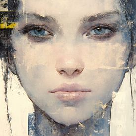 Modern vrouwenportret met abstracte achtergrond van ARTEO Schilderijen