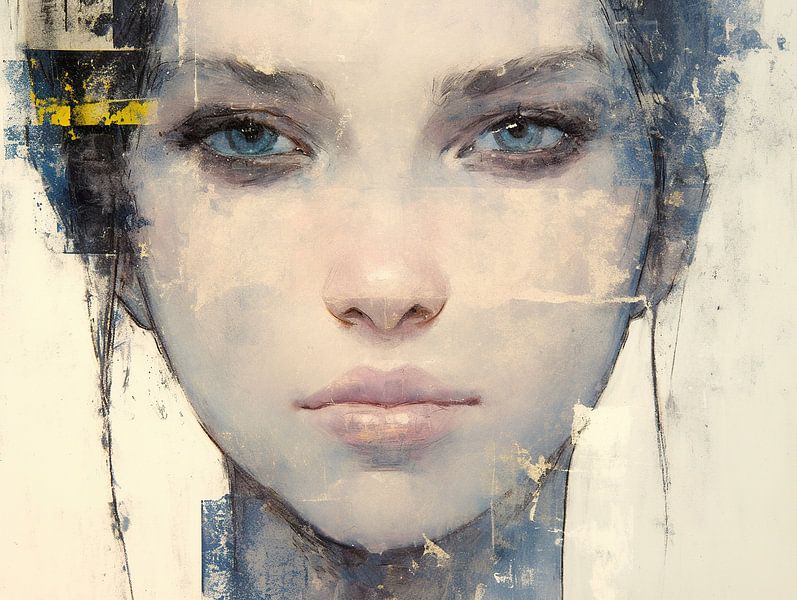 Portrait moderne d'une femme sur fond abstrait par La collection ARTEO