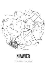 Niawier (Fryslan) | Carte | Noir et blanc sur Affiches de lieux