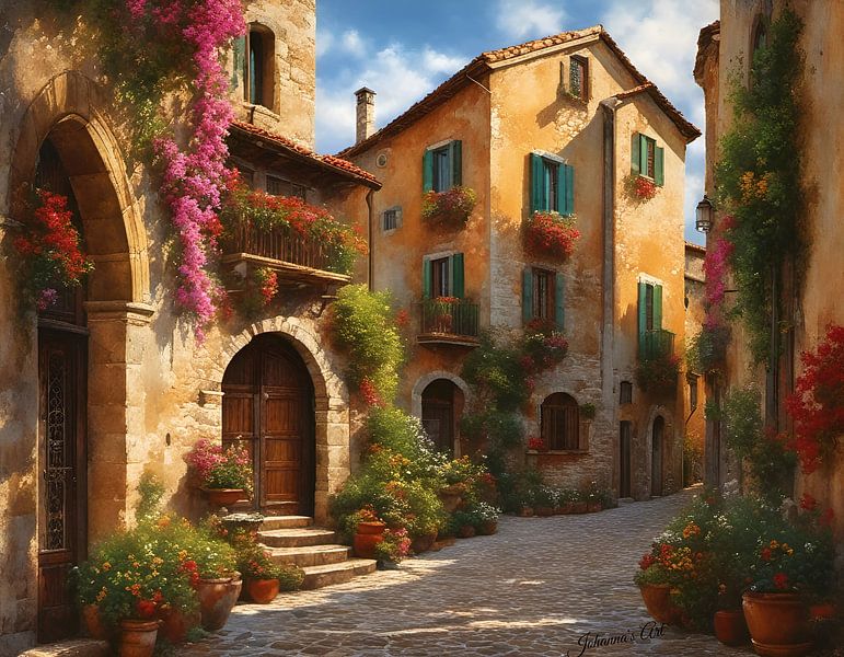 Romantic Village 1 by Johannas Art Creations