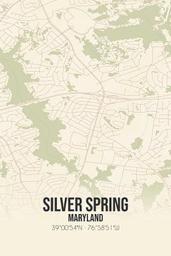 Vintage landkaart van Silver Spring (Maryland), USA. van MijnStadsPoster