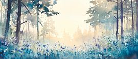 Morgendlicher Nebel im Wald von Poster Art Shop