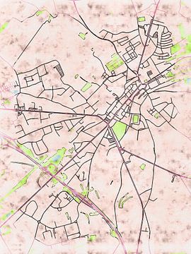 Kaart van Bastogne in de stijl 'Soothing Spring' van Maporia