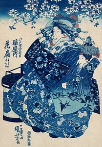 De courtisane Hanao van Ogi-ya door Utagawa Kuniyoshi. Japanse ukiyo-e. van Dina Dankers