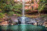 A man behind the "Salto Suizo", the highest waterfall in Paraguay. by Jan Schneckenhaus thumbnail