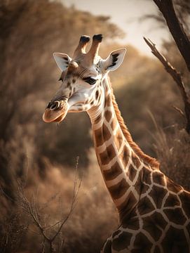 Giraffe in de natuur V2 van drdigitaldesign