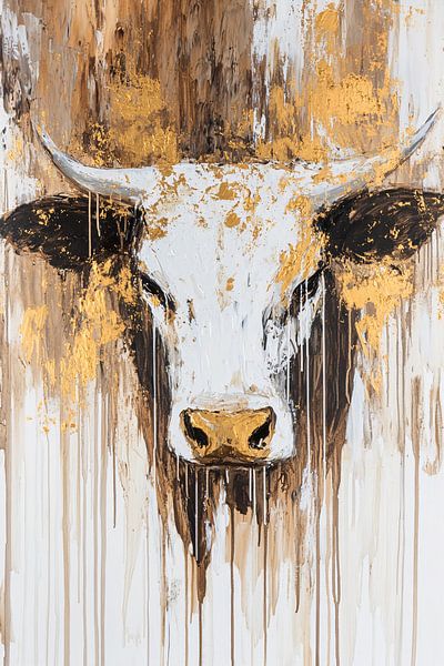Abstract bull painting with gold by Imperial Art House