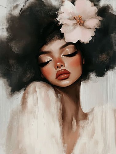 Modern portret in zacht roze