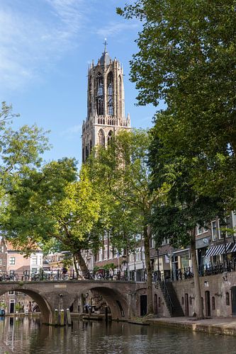 Utrecht's Dom tower seen from the wharf on the Oudegracht canal by André Blom Fotografie Utrecht