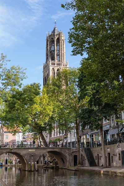 Utrecht's Dom tower seen from the wharf on the Oudegracht canal by André Blom Fotografie Utrecht