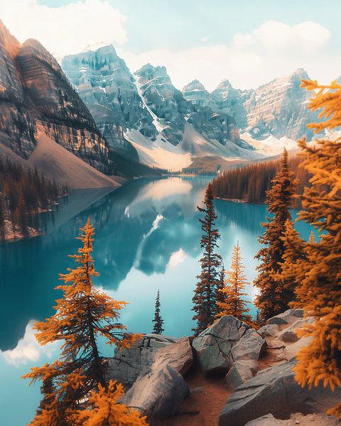 Spiegelglad panorama op het meer van fernlichtsicht