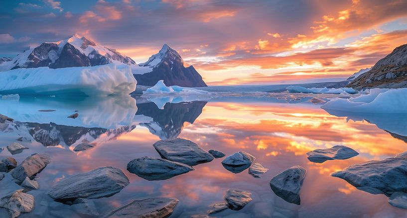 Spiegelnde Bucht, Abendhimmel spiegelt sich im Wasser von fernlichtsicht