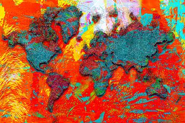 Kleurrijke kaart van de wereld van Arjen Roos