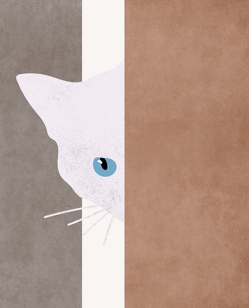 Chaton blanc curieux aux yeux bleus. par Bianca van Dijk