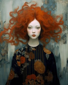 Portret "Het meisje met het rode haar" van Studio Allee
