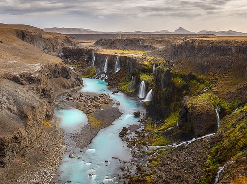 Sigoldugljufur, a Canyon with Waterfalls in Iceland 