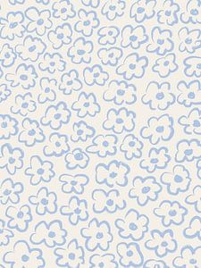 Light Blue Flower Pattern Sketch van Bohomadic Studio