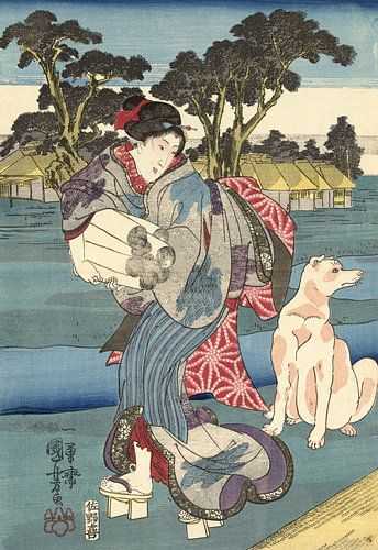 De Toi Tama rivier in de provincie Settsu, Utagawa Kuniyoshi