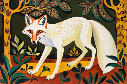Schilderij van vos en natuur