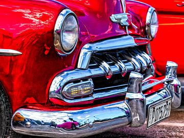 Front bumper and grille classic car in old town Havana Cuba in HDR by Dieter Walther