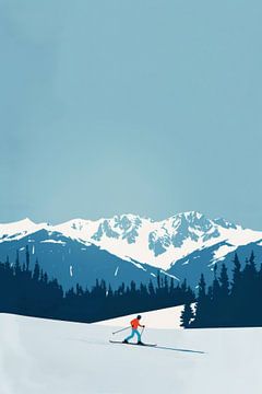 Langlaufers in het winterlandschap