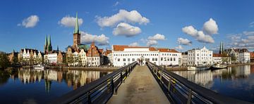 Lübeck old town panorama on the Trave