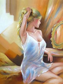 Sexy Frau am Spiegel von Marita Zacharias