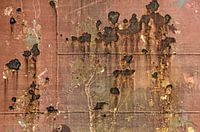Ship hull with welds and rust