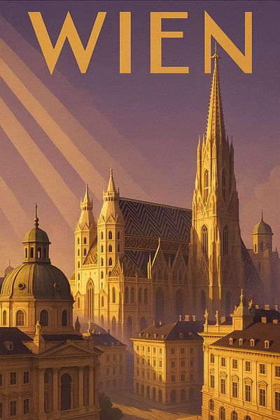 Wien Art Deco Poster - Stephansdom Eleganz von Travel Shop